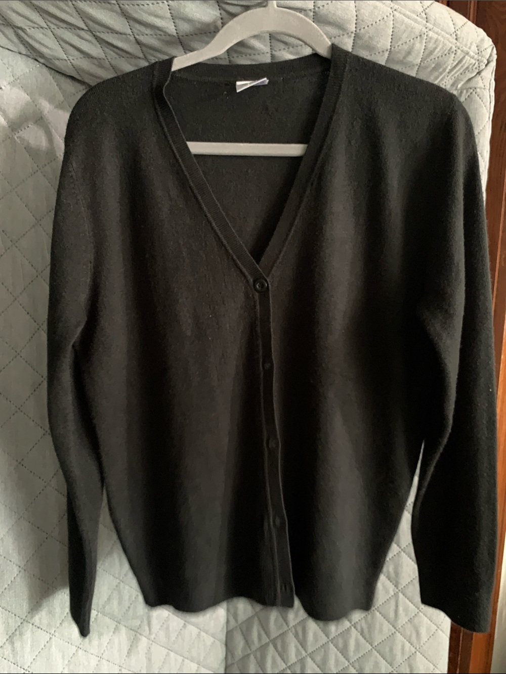 Women's Black V-Neck Button Cardigan Sweater
